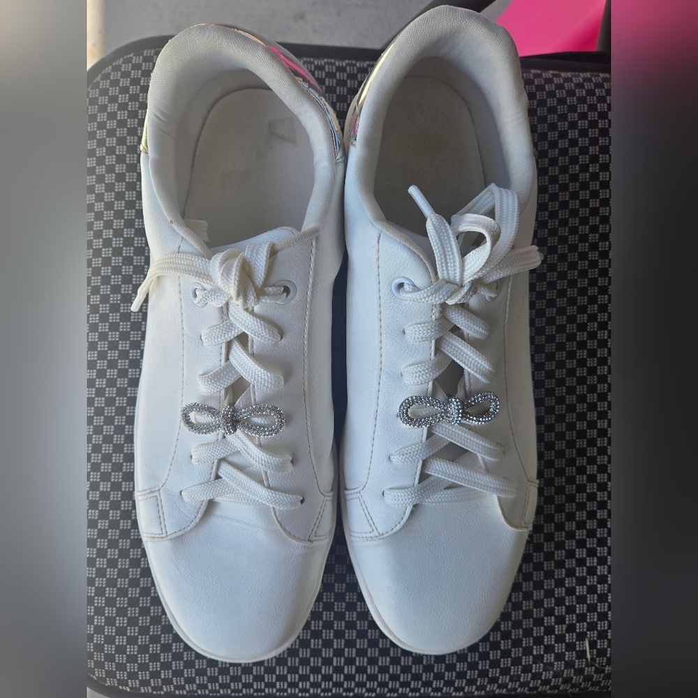 Aldo White Sneakers with Silver‎ Accents